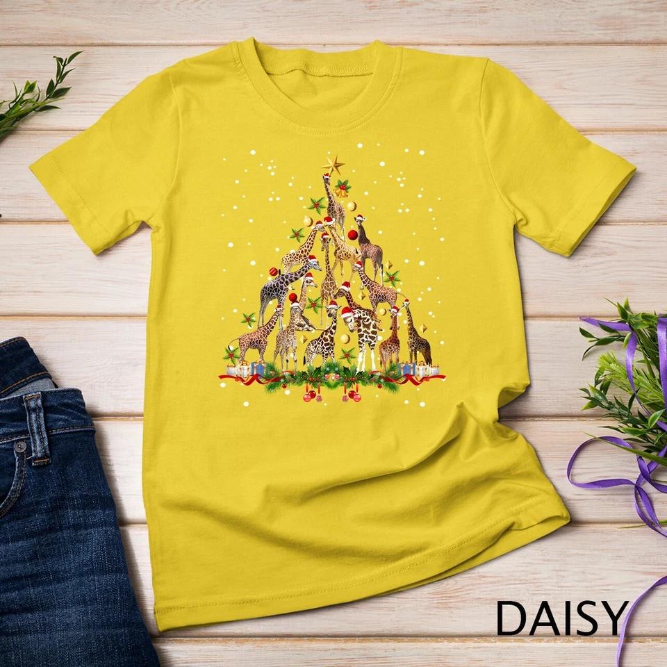 Funny Giraffe Christmas Tree Ornament Decor Gift Cute Unisex T-shirt 4 4XL