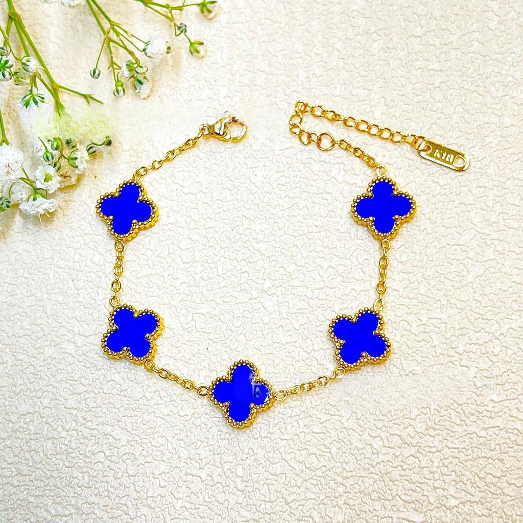 Bracciale Quadrifoglio Alta Qualità 18k Bifacciale Fortunato Cinque Fiori Moda Nuovo Bracciale Lusso Leggero