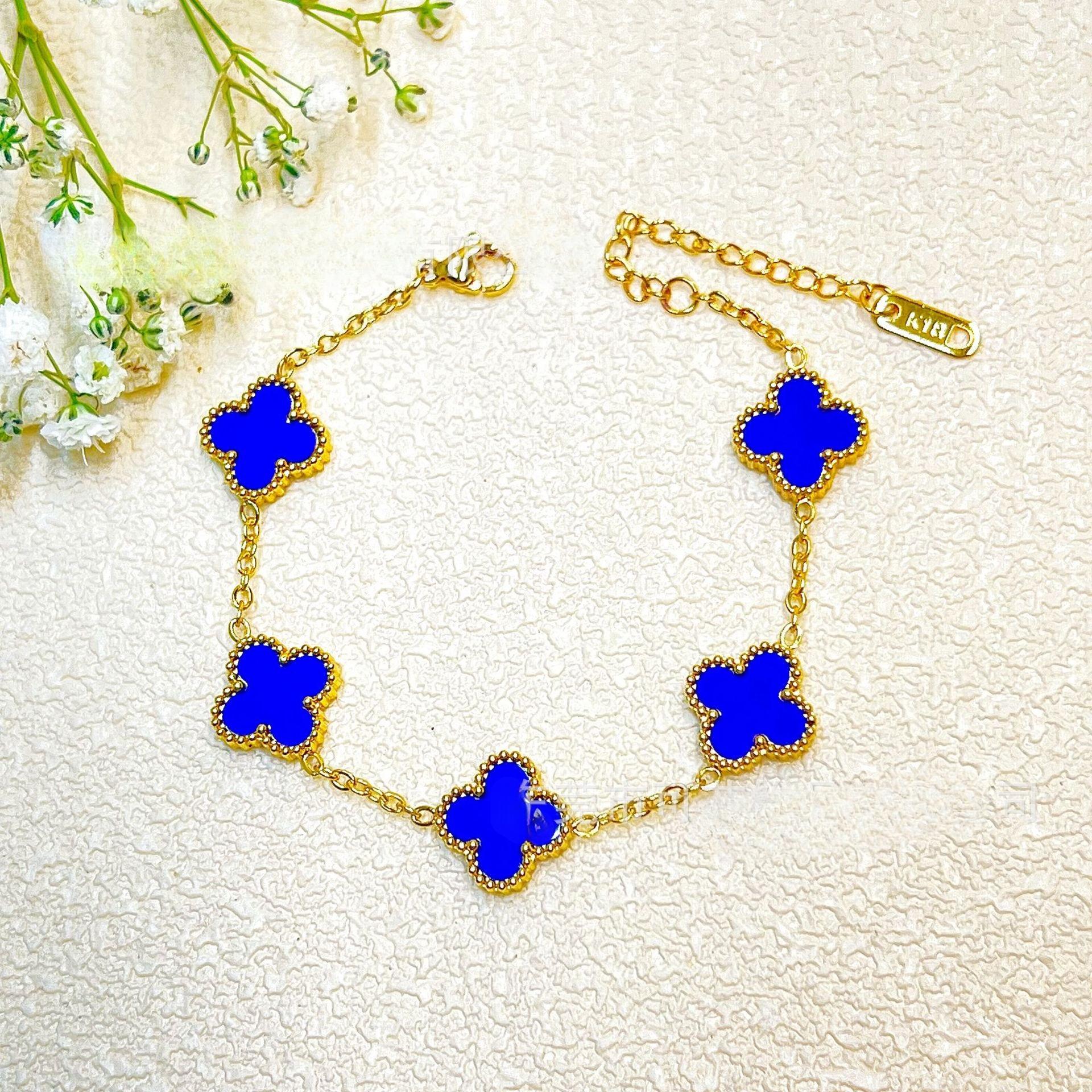 

Браслет Клевер Четырехлистный Высокое Качество 18к Двусторонний Счастливый Браслет Пятицветок Модный Новый Легкий Роскошный Браслет