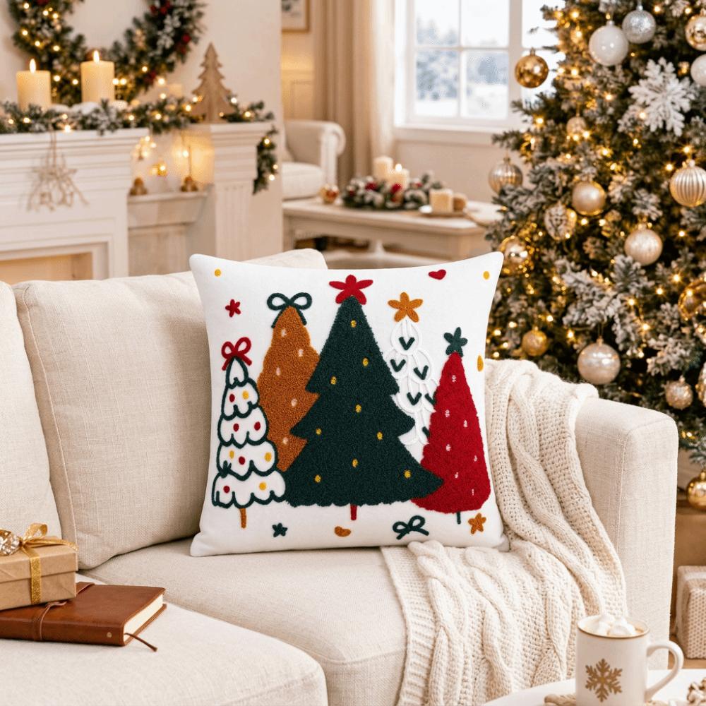 Colorful Christmas Pillowcase Soft Xmas Tree Pillowslip Holiday Pillow Cushion Cover  Winter