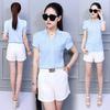 White Shirt Female Short Sleeve Shirt Fashion Bodycon Leisure Chiffon Blouse Tops