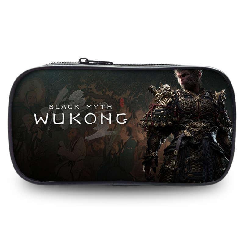 Spacious Black Myth Wu Kong Pencil Case Stylish Polyester Design For Students