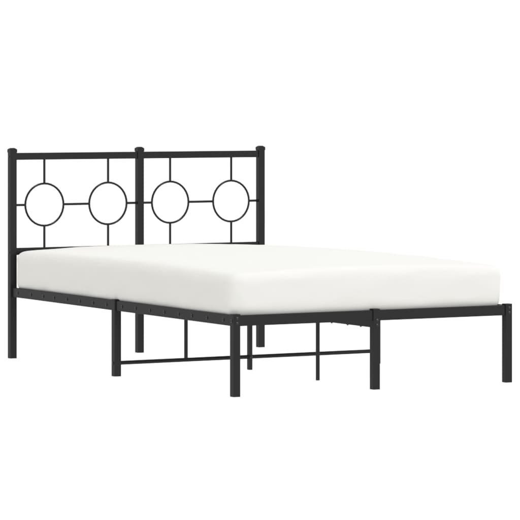 Metal Bed Frame with Headboard Black 120x190 cm