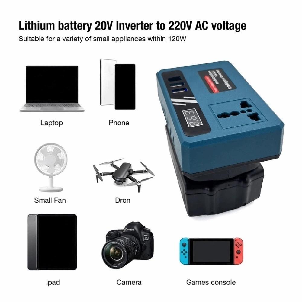 DC 18V-21V Eingang 120W Wechselrichter Elektrowerkzeug Akku-Wechselrichter Camping-Nutzung