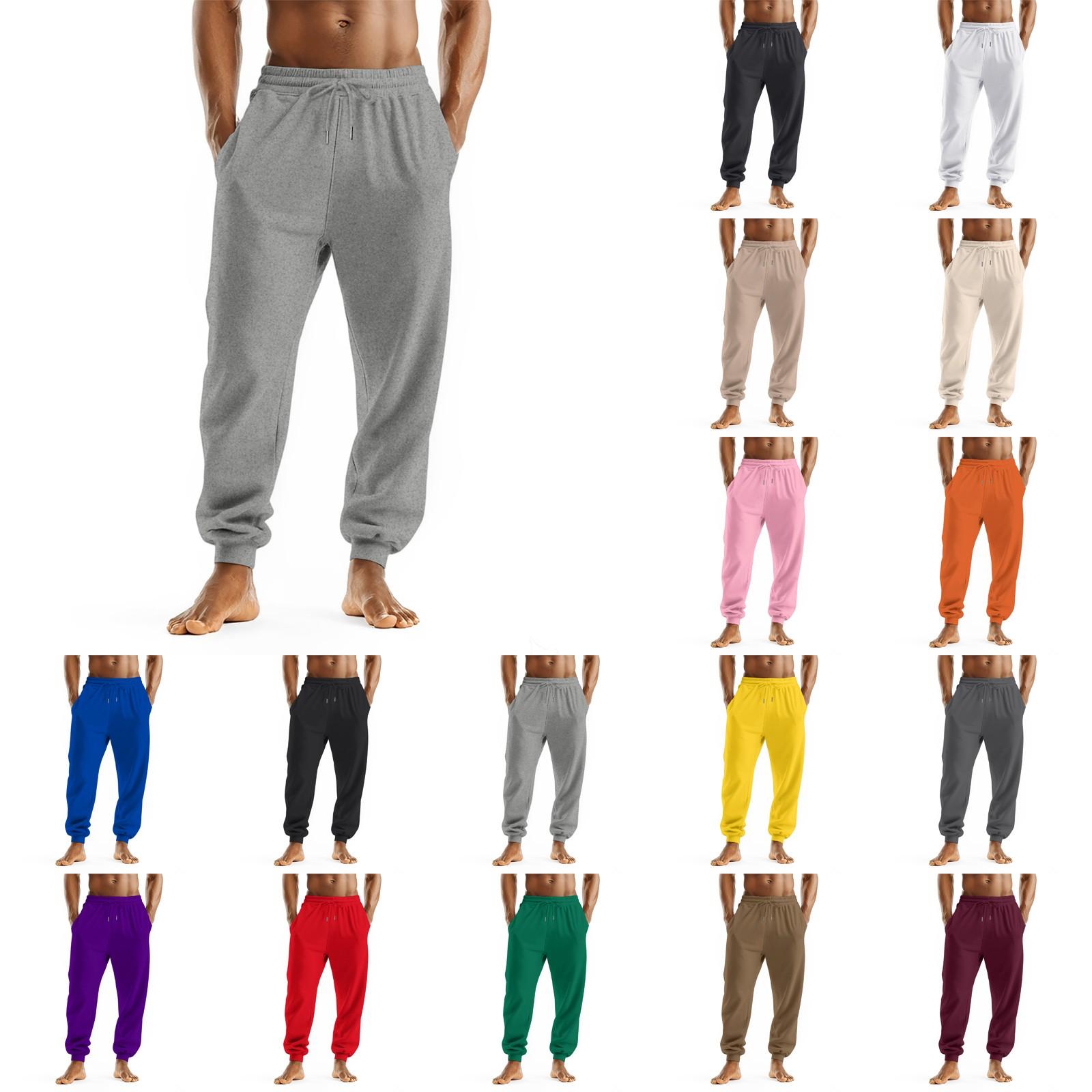 

Men s Loose Casual Sweatpants Elastic Waist Drawstring Sports Pants L чорний