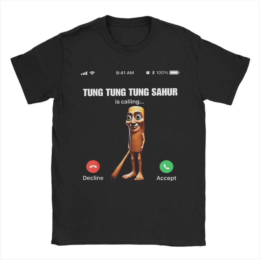 Women Men Humor Tung Tung Tung Sahur Funny Meme Italian TShirts for Men  Awesome 100 Cotton Tee Shirt Short Sleeve T Shirt