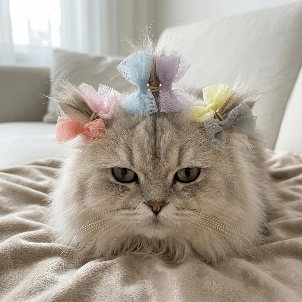 36PCS Sheer Fabric Pet Hair Bow Handmade Pet Hair Clip Sheer Bow Knot Daily Dressing