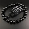 [WONDERFUL LOTUS] Men's Prayer Beads, 22 Beads, Onyx, Two-Color Silk Tassel, Prayer Beads Bag Included, Suitable for All Sects, Informal, Black,