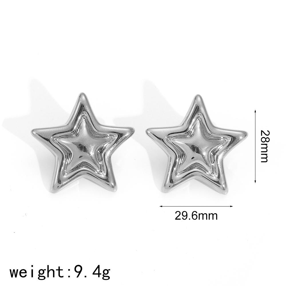 Fashion Delicate Star shaped Stainless Steel Geometric Earrings Metal Smooth High Quality Polished Waterproof Jewelry