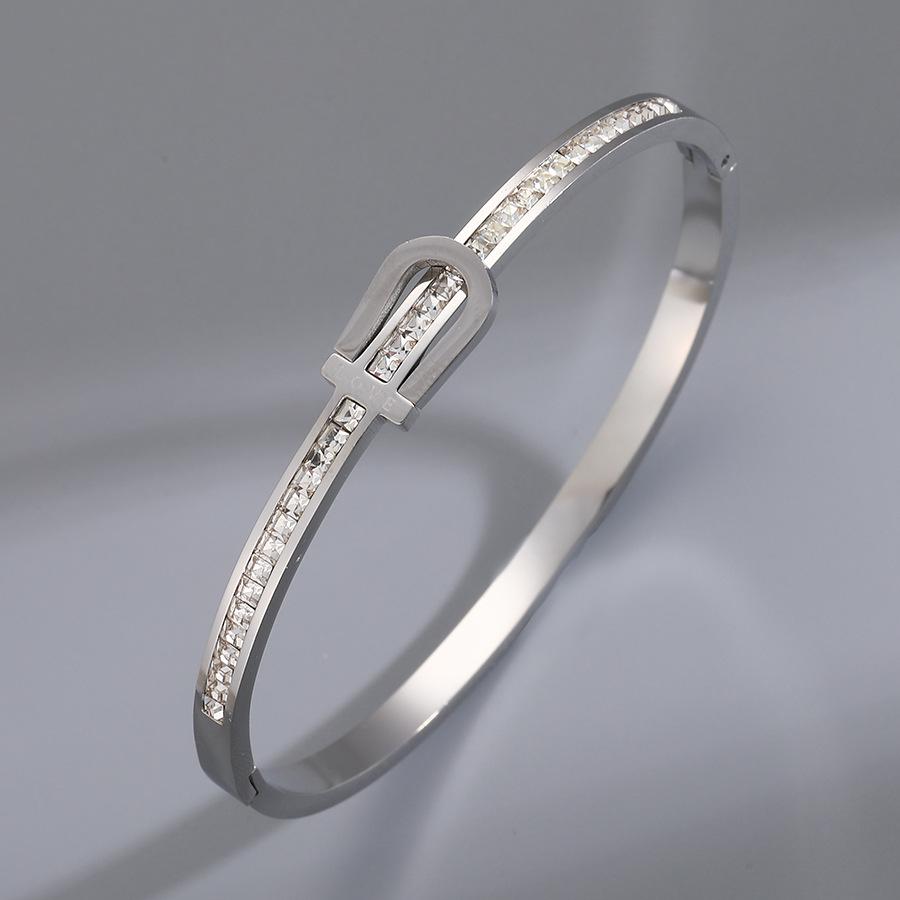 2024 Hot Trend Silver & Diamond Titanium Steel Bangle for Women