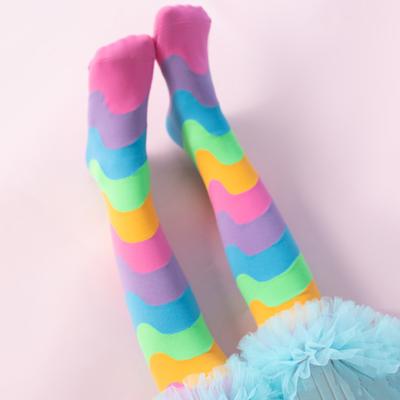 Kids Rainbow Knee Socks Colorful Knee High Socks Girls Funny Boot Socks with Tulle