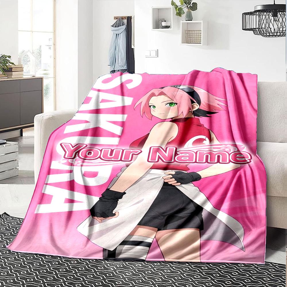 Naruto Character Customize Your Name Blanket Cozy Personalized Blanket Warmthful Decor Suitable for Bed Bedding Chair Office Ideal for All Seasons