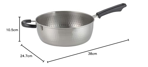 Yoshikawa Stainless Steel Yukihira Pot, 24cm, Ajiichi, Made in Japan, Induction Compatible, Gift Wrapping Available, 7210