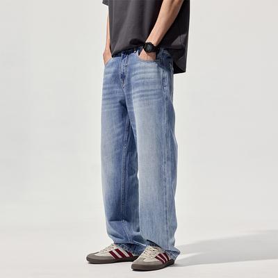 New Spring and Summer Men's Wide-leg Trousers Loose American High Street Straight Jeans