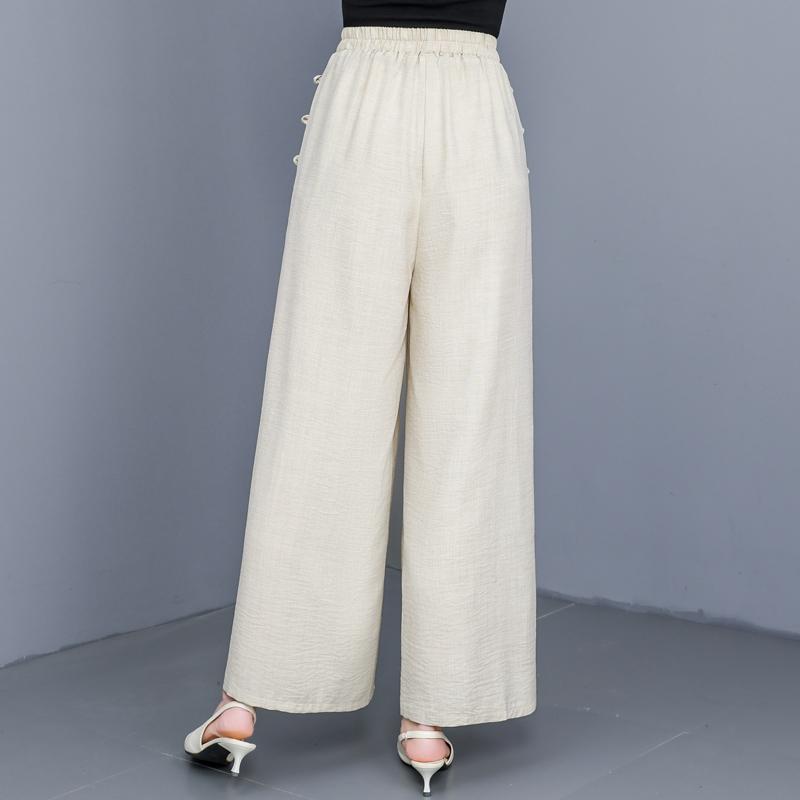 Casual Black Wide Leg Pants for Women Summer Clothes Plus Size High Waist Woman Trousers