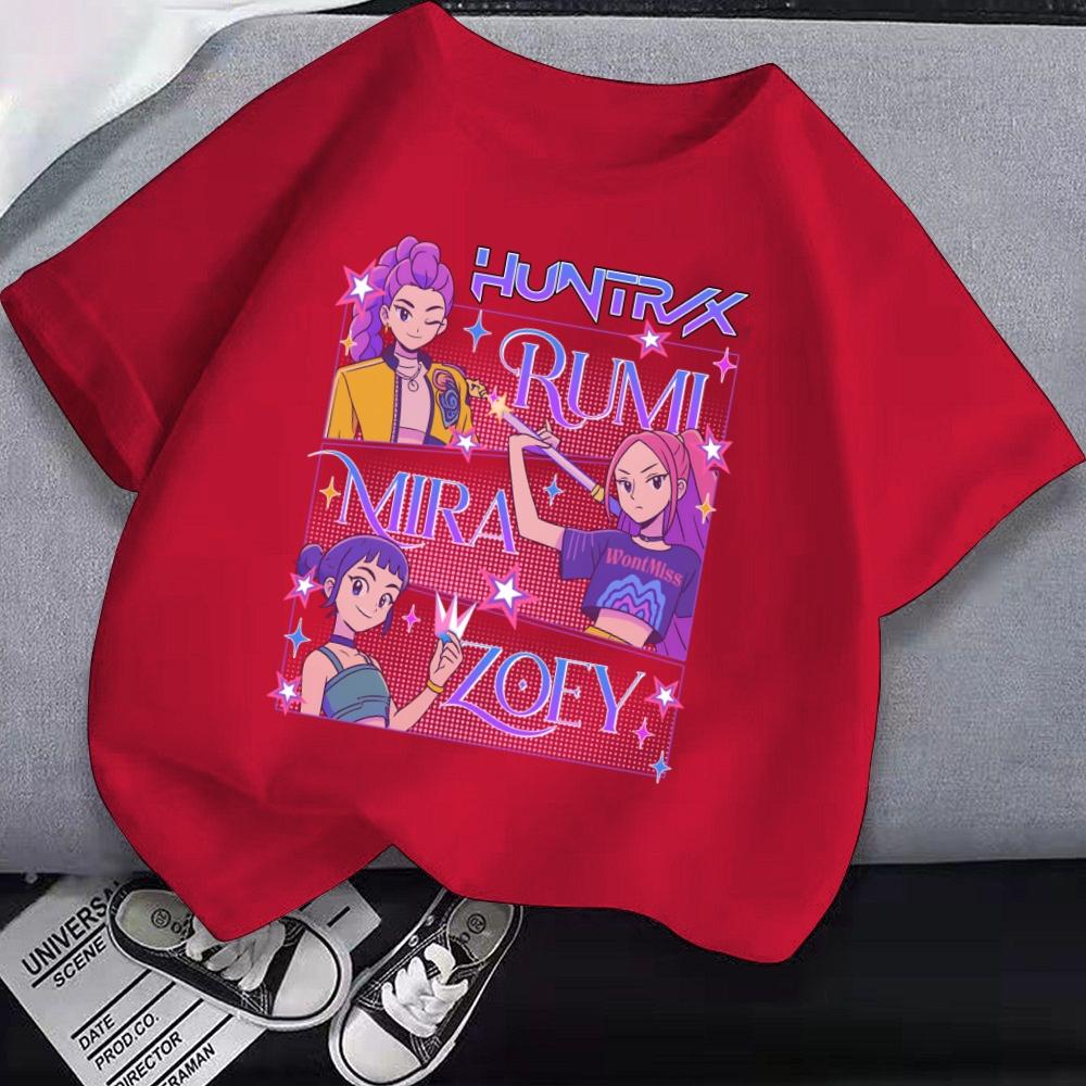 Kpop Demon Hunters Children's Clothing Short Sleeve T-shirt Cute Kpop Demon Hunters Tiger Harajuku Tshirt for Boys Girls