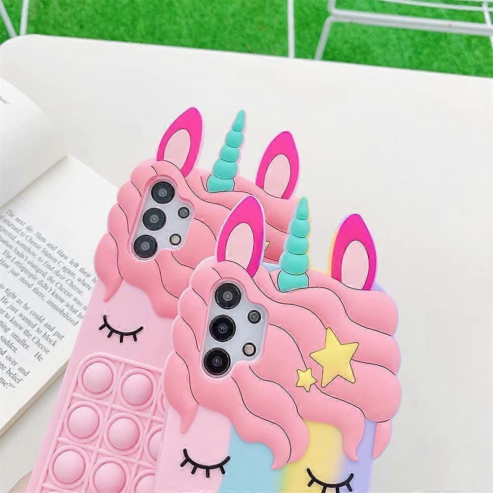 Unicorn Phone Case for Samsung Galaxy A01,Push Bubble Soft Silicone Pop Shockproof Protecive Case for SamsungFidget Toys Case for Samsung Galaxy A10E/