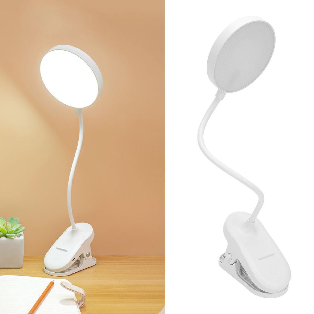 LED Desk Lamp Rechargeable 3 Modes Dimming Brightness Sensitive Control Eye Care Clip On Book Reading Light for Bedroom