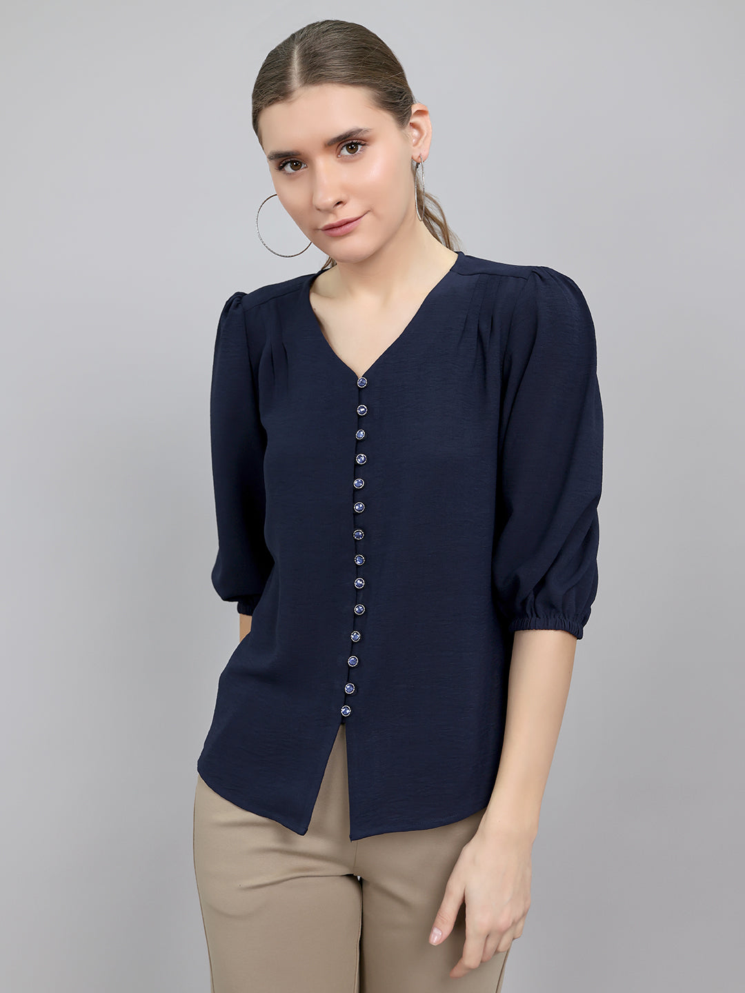 Monte Carlo Women Regular Fit Navy Blue Top S темно-синий