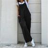 Women Suspender Rompers Overalls Vintage Jumpsuits Playsuits Fashion Long Pocket Wide Leg Pants