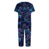 Women's Two Piece Halloween Print Lounge Set Short Sleeve V Neck Top and Capri Pants Casual Pajama Set for Relaxed Fit