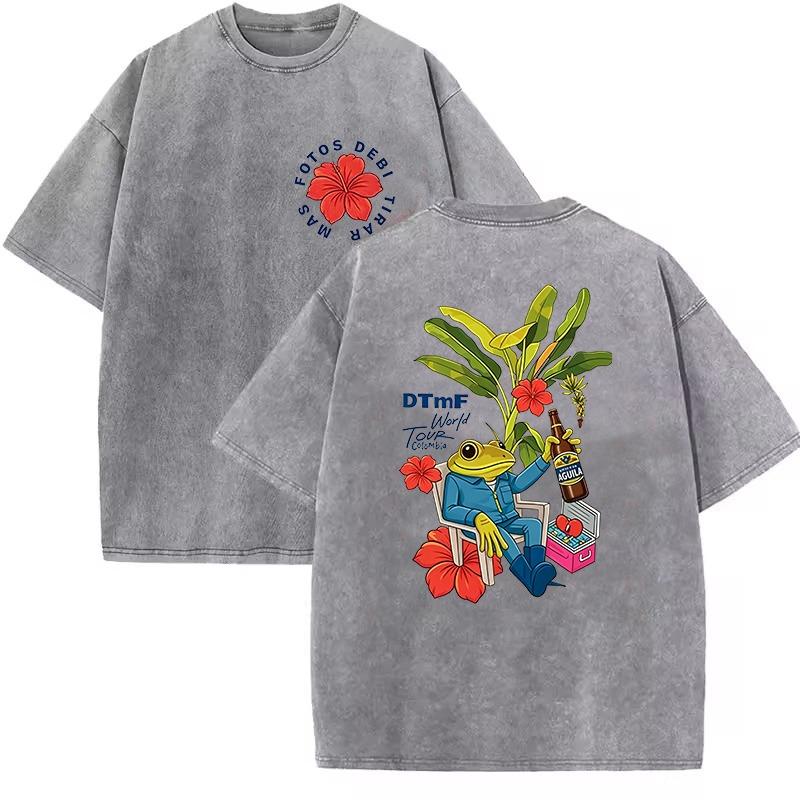 Soft Rapper Bad Bunny Vintage Washed Cotton T Shirts Debi Tirar Mas Fotos DTMF T-shirts  Clothing Fashion T-shirt Couples