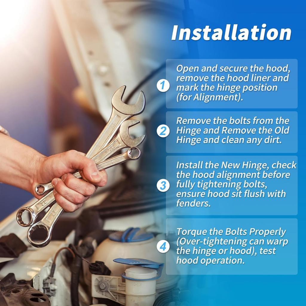 Motoforti Front Hood Hinge for Honda Civic 2001-2005 Sedan Coupe for Honda CR-V 2002-2006 for Honda Element 2003-2011 Front Left Right Hood Hinge Set