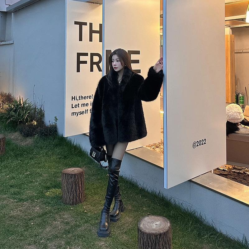 Imitation fox hair stand-up collar fur women's winter new environmentally friendly fluffy coat young warm plush coat
