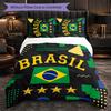 Brasilien Fußballmuster 3-teiliges Bettwäsche-Set Weiche Mikrofaser-Bettbezug mit Kissenbezügen für das Schlafzimmer