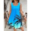Summer Gradient Geometric Flowers Coconut Tree Print Women's Dress Vacation Beach Clothing For Women Holiday Outfits Y2k Clothes