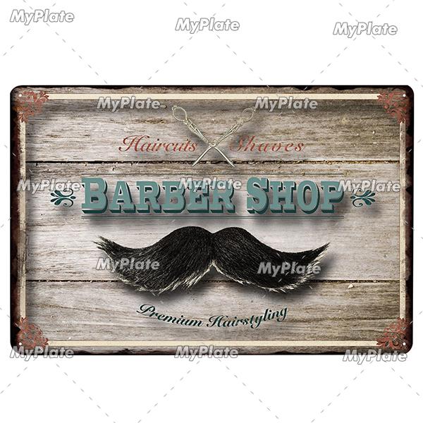 [MyPlate] BARBER BAR Metal Sign Vintage Plaque Tin Sign Plate Wall Decor For Bar Club Man Cave Art Painting Gift
