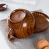Japanese-style Jujube Wood Coffee Cup Three-piece Set Solid Wood Bowl Cup Wooden Milk Cup with Handle Can Be Printed with Logo