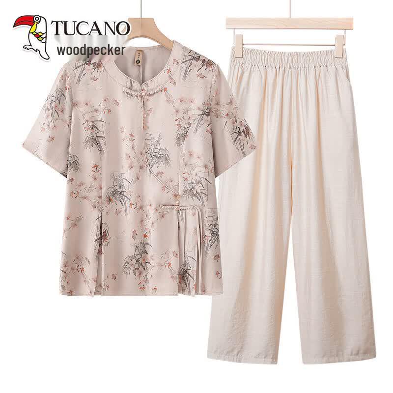 

TUCANO New Chinese Style Middle-Aged Women s Shirt & Pants Set XL