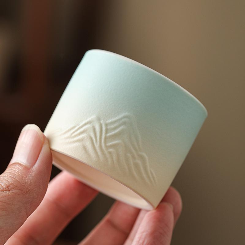 4-piece set Thousand miles of Jiangshan teacup Guochao merchandise ceramic master cup tea cup set gift box set holiday gift