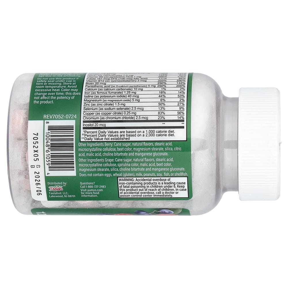 YumVs Iron-Enriched Multivitamin & Multimineral Grape Berry Flavored Chewables 120 Tablets