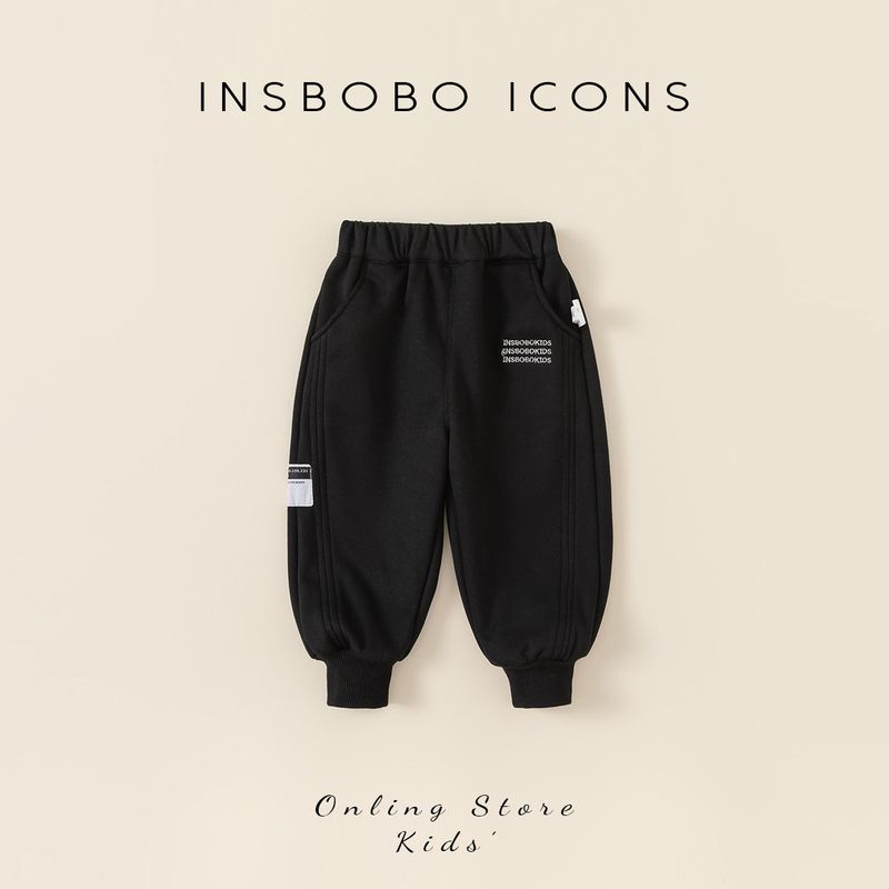 Boys Winter Clothing 2023 New Arrival Velvet Sweatpants Children s Pants Girls Ankle Banded Pants Windproof Children s Thick Warm Pants Black 80