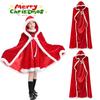 Adults Children Christmas Red Velvet Cloak Cape Costume Party Performance Cosplay Outfit Holiday Festival Celebration Attire