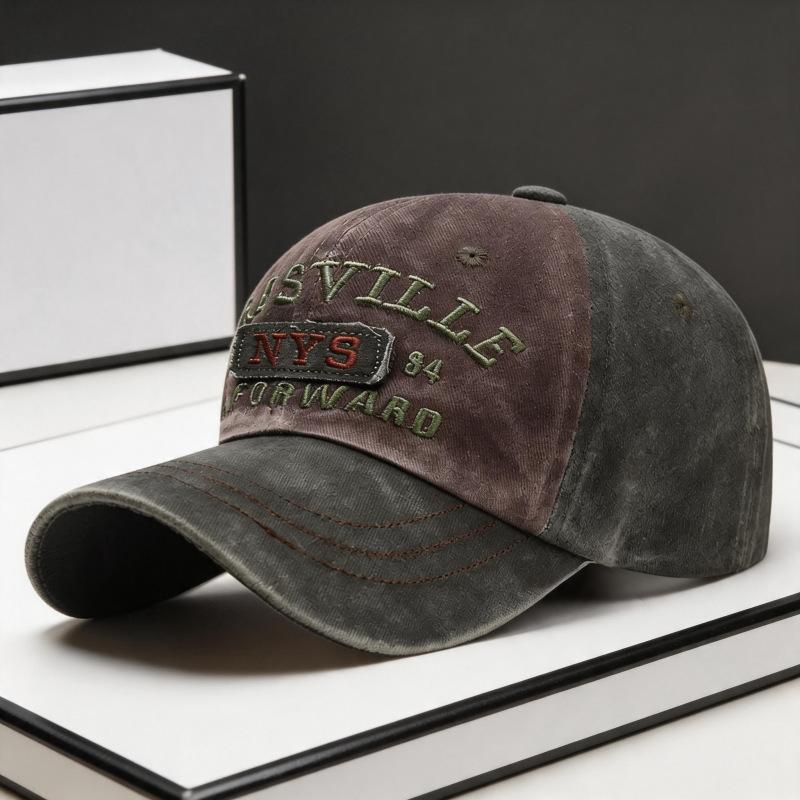 Washed hat men's and women's American retro fashion embroidered baseball cap plus large brim versatile face visor