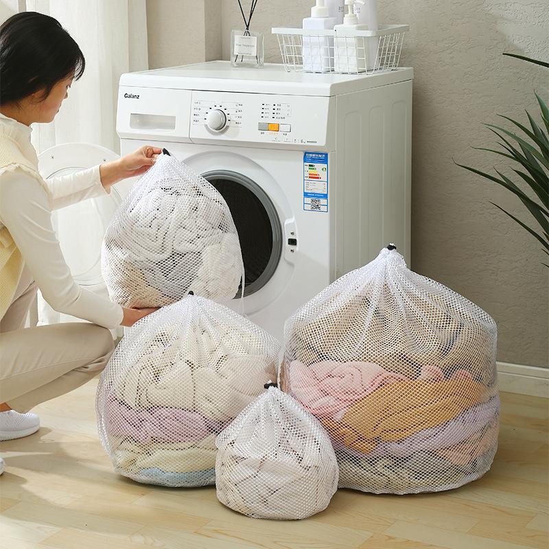 Drawstring Laundry Bags Large Capacity Fine/Coarse Mesh Wash Bag for Clothes Jeans Blankets Durable Machine Washable Organizer