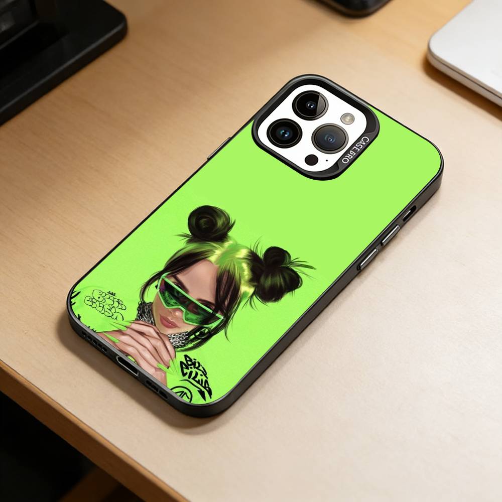 Singer Bad Guy Billie Eilish Phone Case For iPhone 17,16,15,14,13,12,11 Plus,Pro Max,XS,Colored Silver Plated Inside Cover