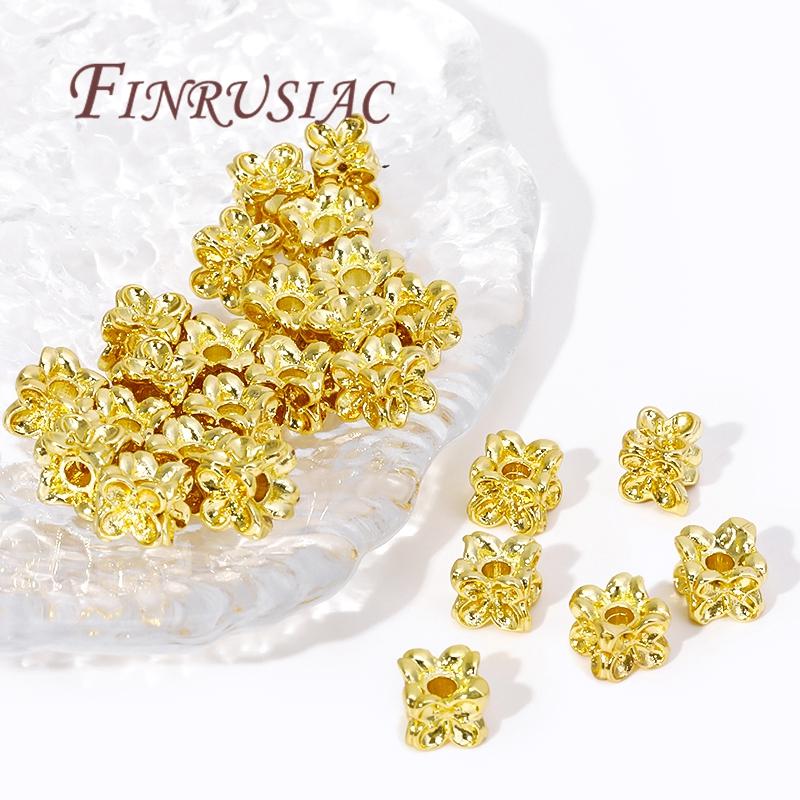 18K Real Gold Plated Large Hole Beads Spacer Beads Separators For Bead DIY Jewelry Making Supplies Bracelets Accessories
