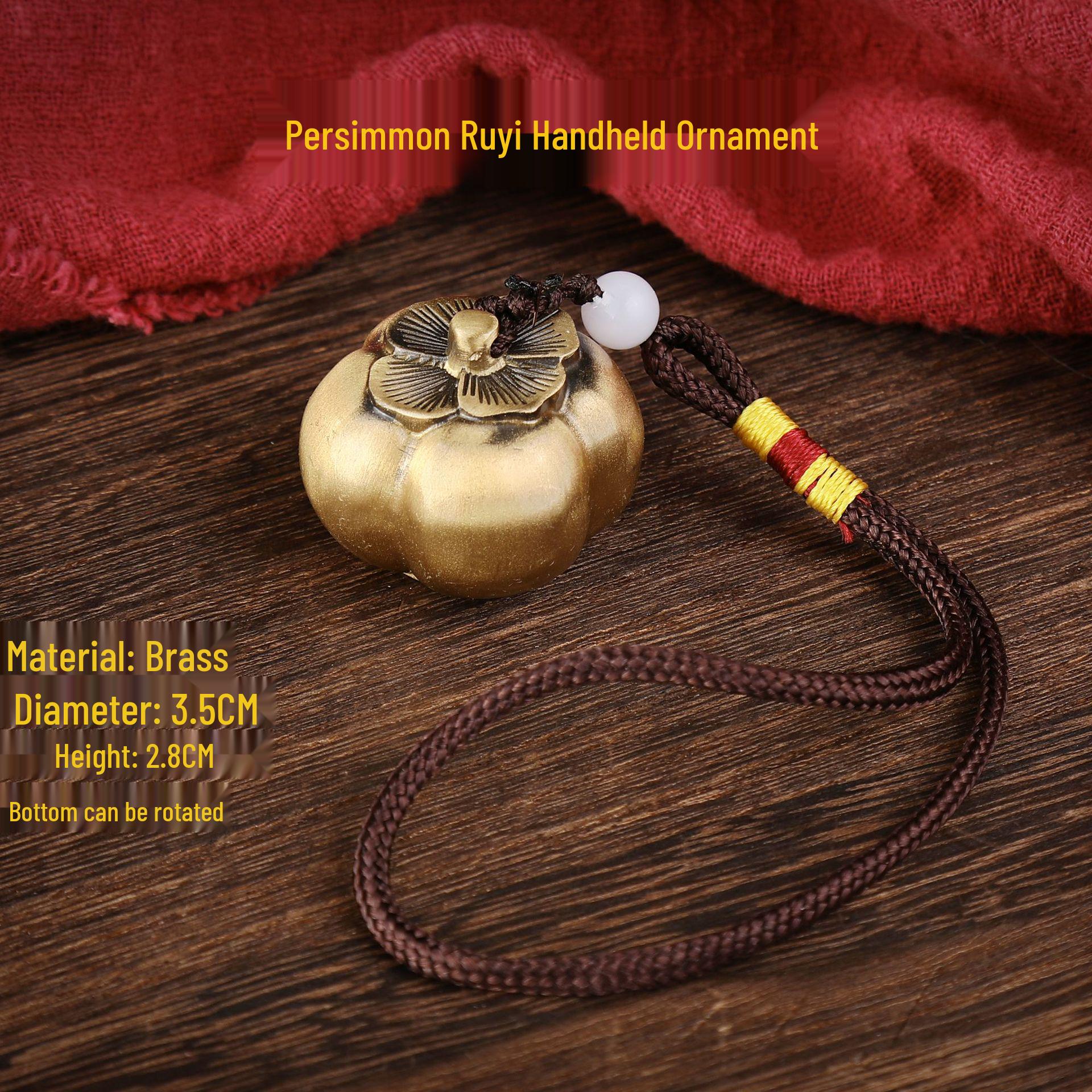 Brass Auspicious Persimmon Handle Ornaments for Wealth and Luck