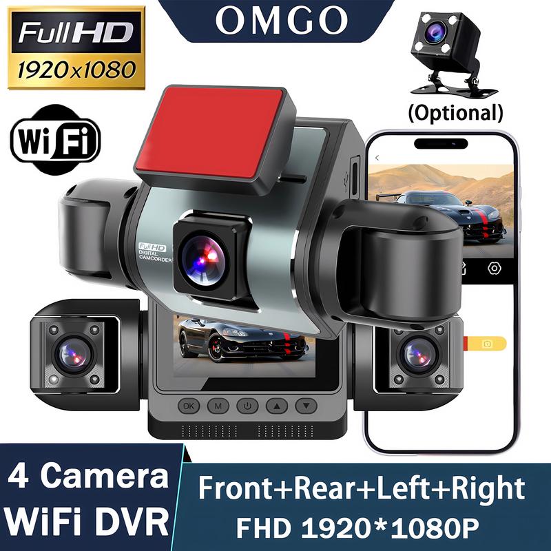 4-Channel 360 Degree Dash Cam For Cars WIFI APP Car DVR 1080P 4 Camera Lens Video Driver Recorder Rear View Camera Black Box