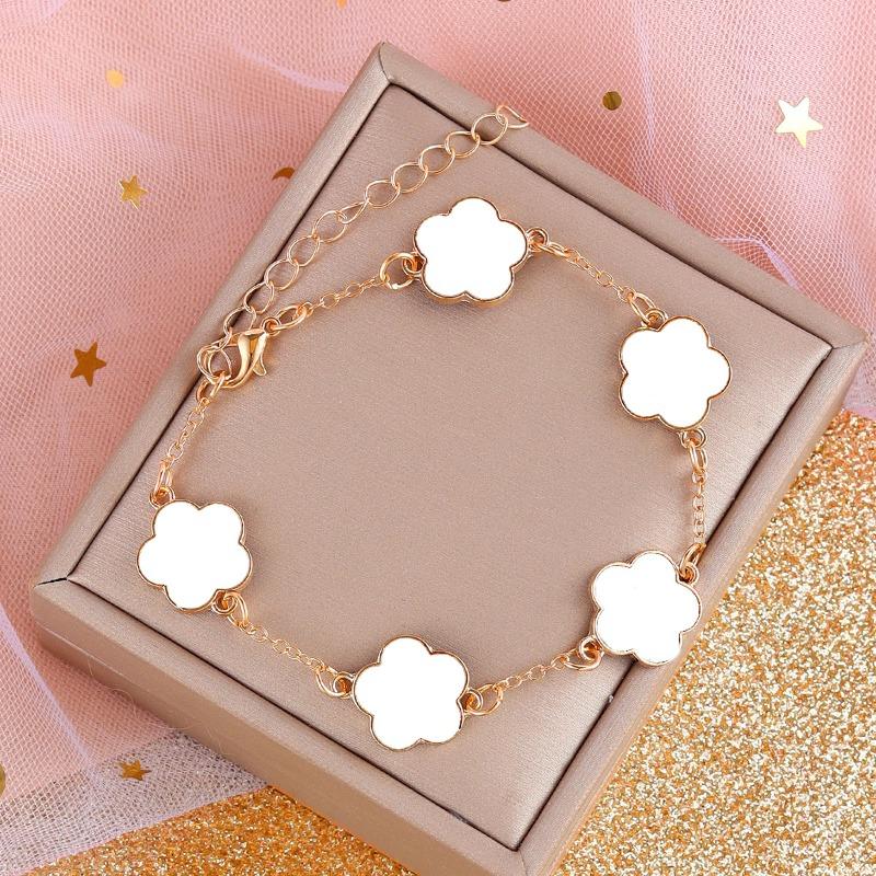 Korean Version Five-leaf Flower Lucky Stud Earrings Necklace Bracelet Bracelet Ring Set Five-petal Flower