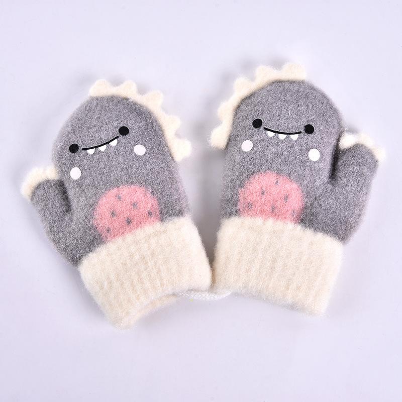 1 Paar Süße Kawaii Cartoon Dinosaurier Verdickte Warme Säugling Baby Jungen Mädchen Winter Warme Handschuhe Neugeborenen Fäustlinge Kinderhandschuh
