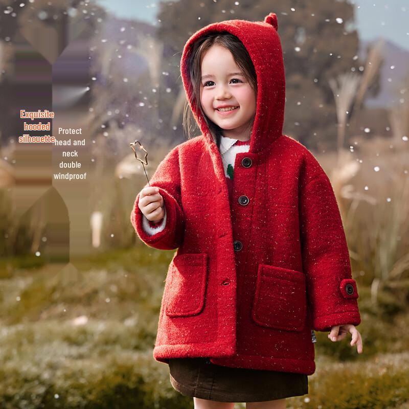 ASK JUNIOR Girls' Winter Fleece-Lined Hooded Padded Jacket