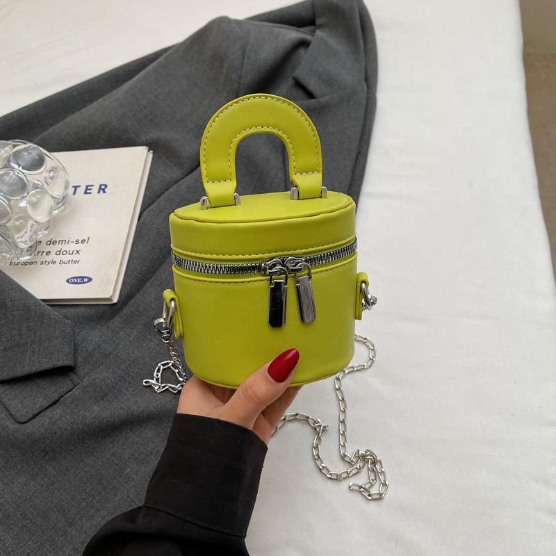 Fashion personalized bucket bag shoulder bag new double zipper design messenger bag feeling handbag