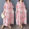Summer Vacation Style V-neck Retro Cotton and Linen Dress