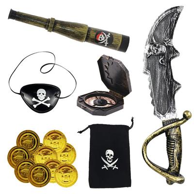 Pirátská nášivka na oči Mince Loď Balónky Lebka Klobouk Dětská dárková sada dárkových hraček pro Halloweenské party dekorace