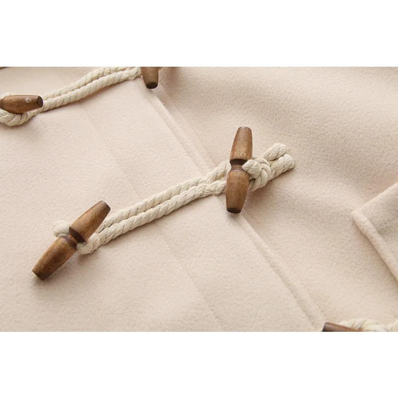 Cappotto di Lana Giubbotti da Donna Cappotti con Cappuccio Bottoni Manica Lunga Spesso Casual Y2k Streetwear Elegante Primavera Autunno Caldo